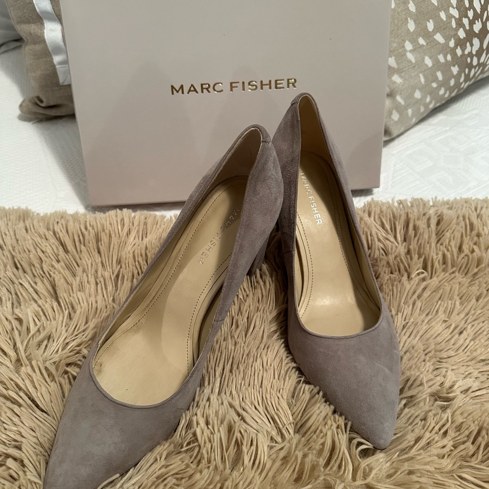 Marc Fisher Taupe Suede Heels with Elegant Design
